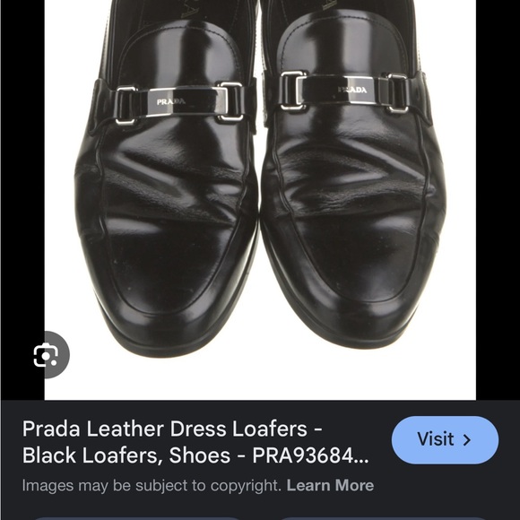 PRADA LOGO BUSINESS LOAFER SHOES BLACK LEATHER US 8.5 - Picture 4 of 6